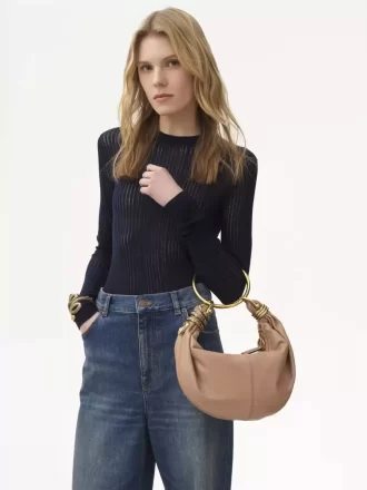 Borsa Hobo Small Snake Bracelet in pelle martellata