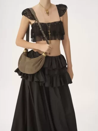 Borsa Mini Bracelet Hobo in pelle scamosciata