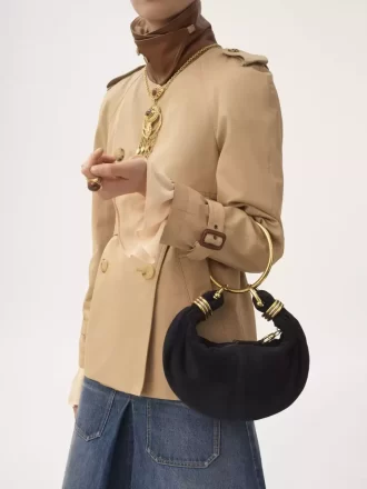 Borsa Mini Bracelet Hobo in pelle scamosciata