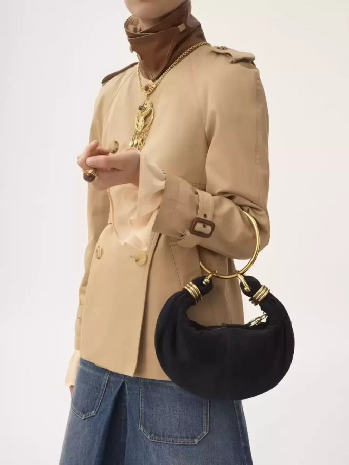 Borsa Mini Bracelet Hobo in pelle scamosciata