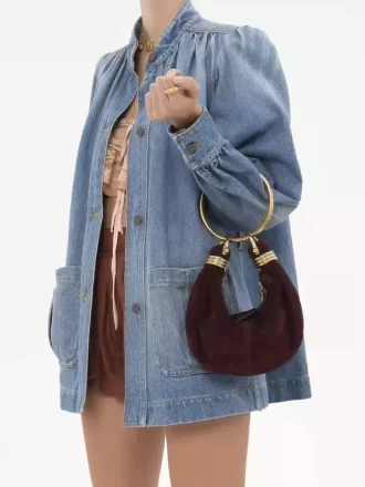 Borsa Mini Bracelet Hobo in pelle scamosciata