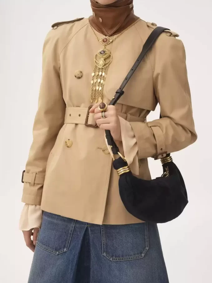 Borsa Mini Bracelet Hobo in pelle scamosciata