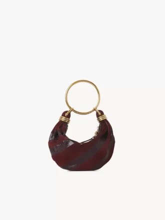 Borsa Mini Bracelet Hobo in pelle scamosciata e pelle di serpente