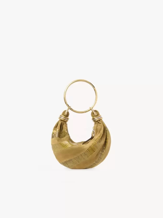 Borsa Mini Bracelet Hobo in pelle scamosciata e pelle di serpente Borsa Mini Bracelet Hobo in pelle scamosciata e pelle di serpente