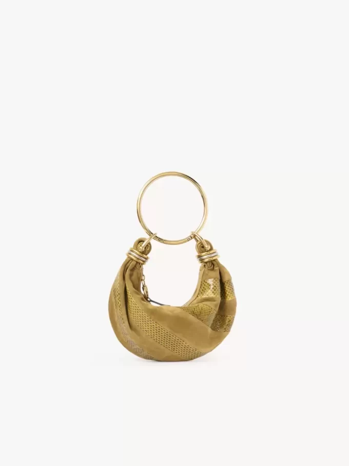 Borsa Mini Bracelet Hobo in pelle scamosciata e pelle di serpente Borsa Mini Bracelet Hobo in pelle scamosciata e pelle di serpente