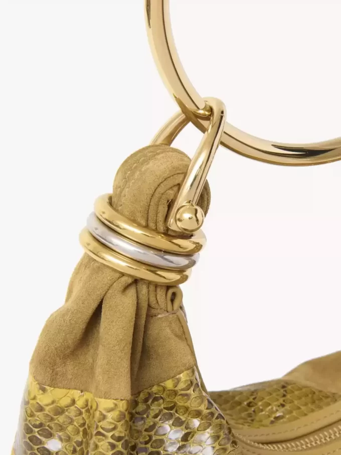 Borsa Mini Bracelet Hobo in pelle scamosciata e pelle di serpente Borsa Mini Bracelet Hobo in pelle scamosciata e pelle di serpente