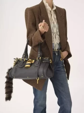 Borsa Paddington in pelle martellata