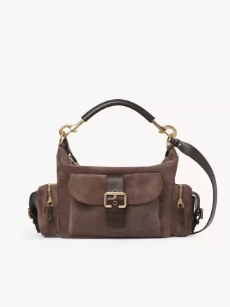 Borsa per macchina fotografica in pelle scamosciata
