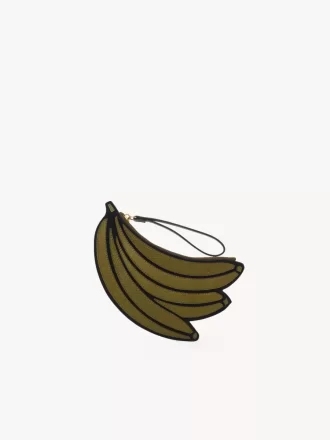 Borsa piatta a forma di banana in pelle martellata Borsa piatta a forma di banana in pelle martellata