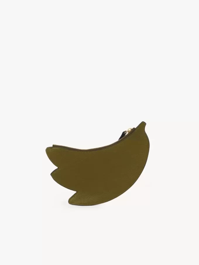 Borsa piatta a forma di banana in pelle martellata Borsa piatta a forma di banana in pelle martellata