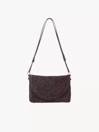 Borsa piatta Summer Banana con tracolla in rafia Borsa piatta Summer Banana con tracolla in rafia