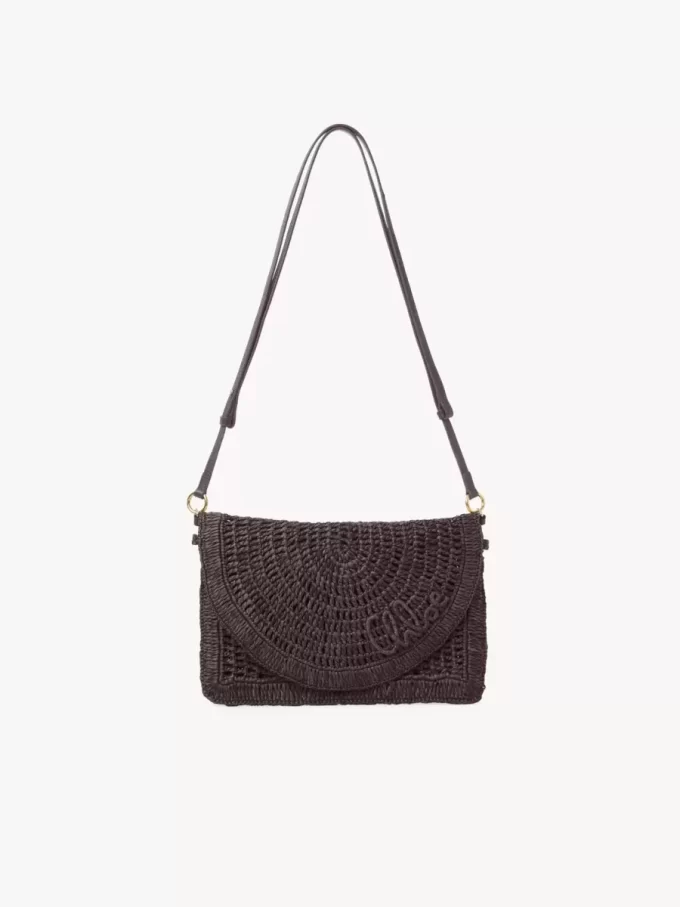 Borsa piatta Summer Banana con tracolla in rafia Borsa piatta Summer Banana con tracolla in rafia