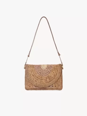 Borsa piatta Summer Banana con tracolla in rafia Borsa piatta Summer Banana con tracolla in rafia