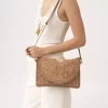 Borsa piatta Summer Banana con tracolla in rafia Borsa piatta Summer Banana con tracolla in rafia