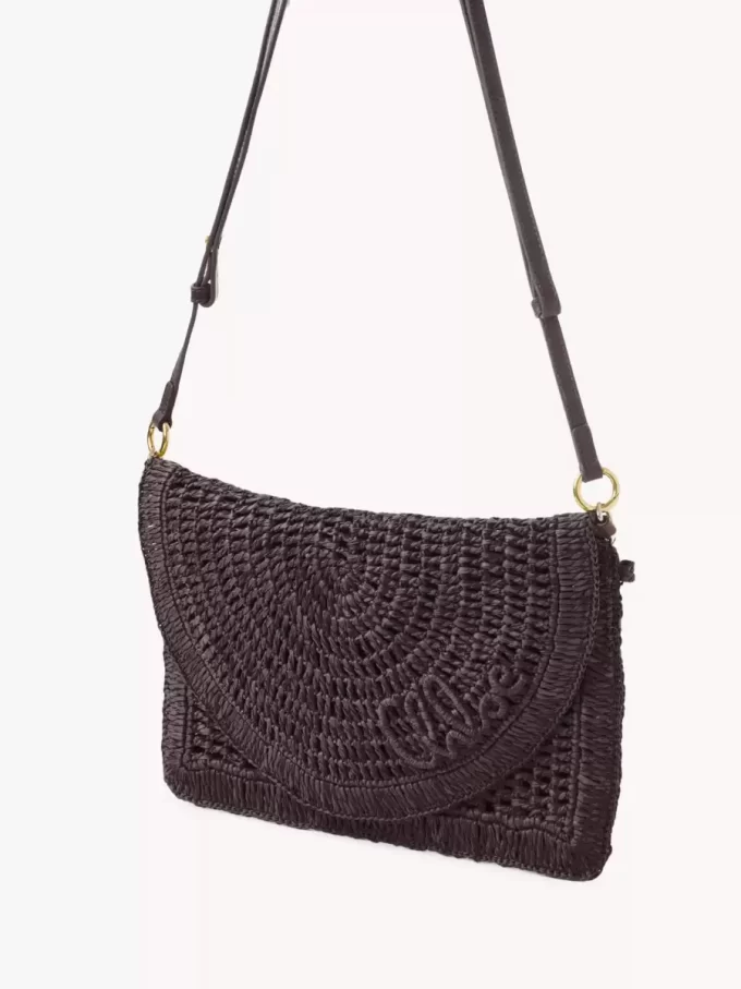Borsa piatta Summer Banana con tracolla in rafia Borsa piatta Summer Banana con tracolla in rafia