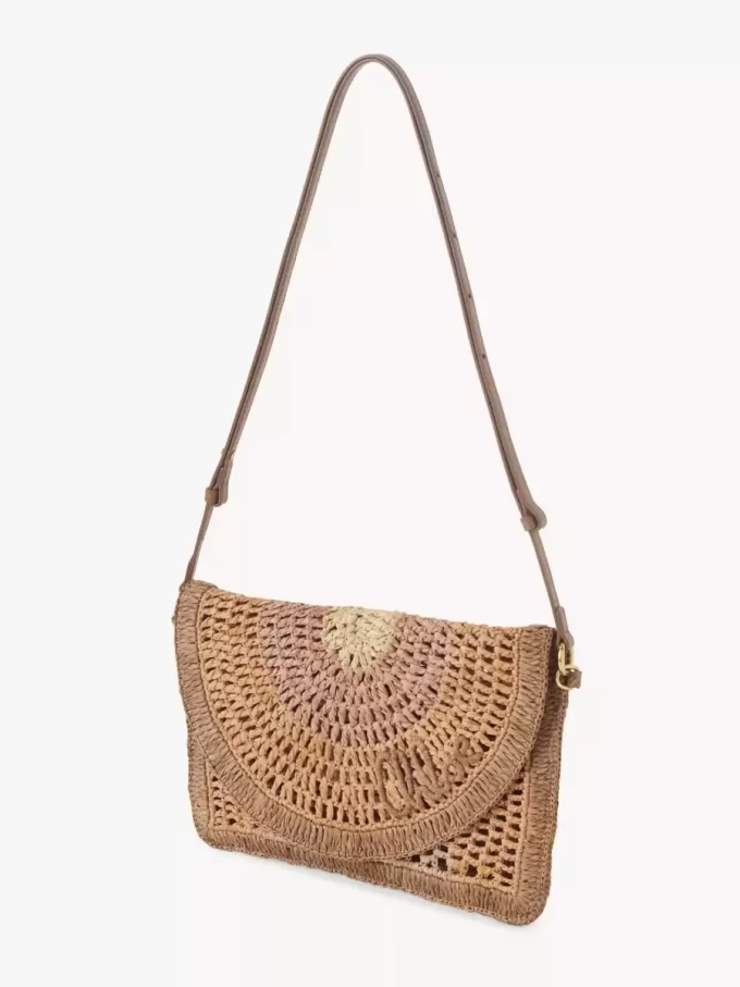 Borsa piatta Summer Banana con tracolla in rafia Borsa piatta Summer Banana con tracolla in rafia