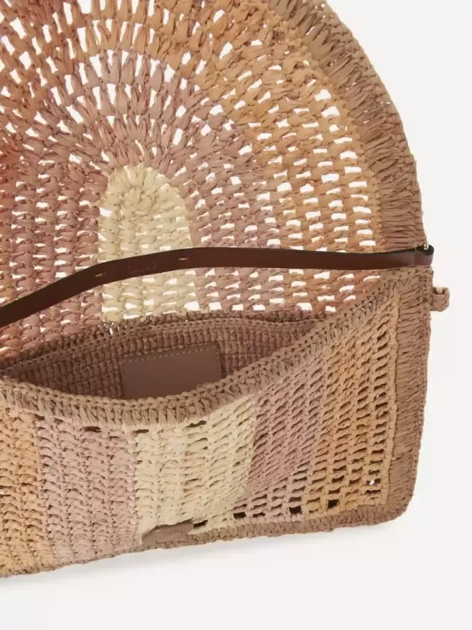 Borsa piatta Summer Banana con tracolla in rafia Borsa piatta Summer Banana con tracolla in rafia