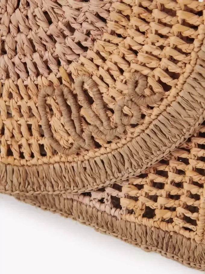 Borsa piatta Summer Banana con tracolla in rafia Borsa piatta Summer Banana con tracolla in rafia