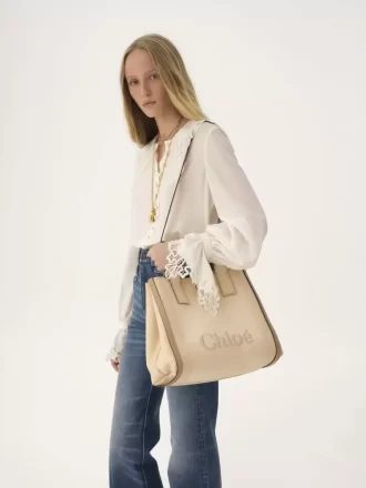 Borsa tote Chloé Carry in tela