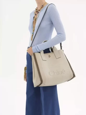 Borsa tote Chloé Carry in tela