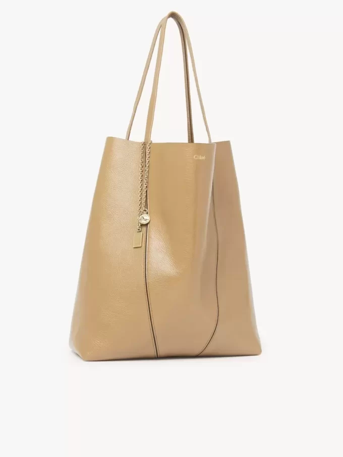 Borsa tote Chloé Spin grande in pelle martellata Borsa tote Chloé Spin grande in pelle martellata