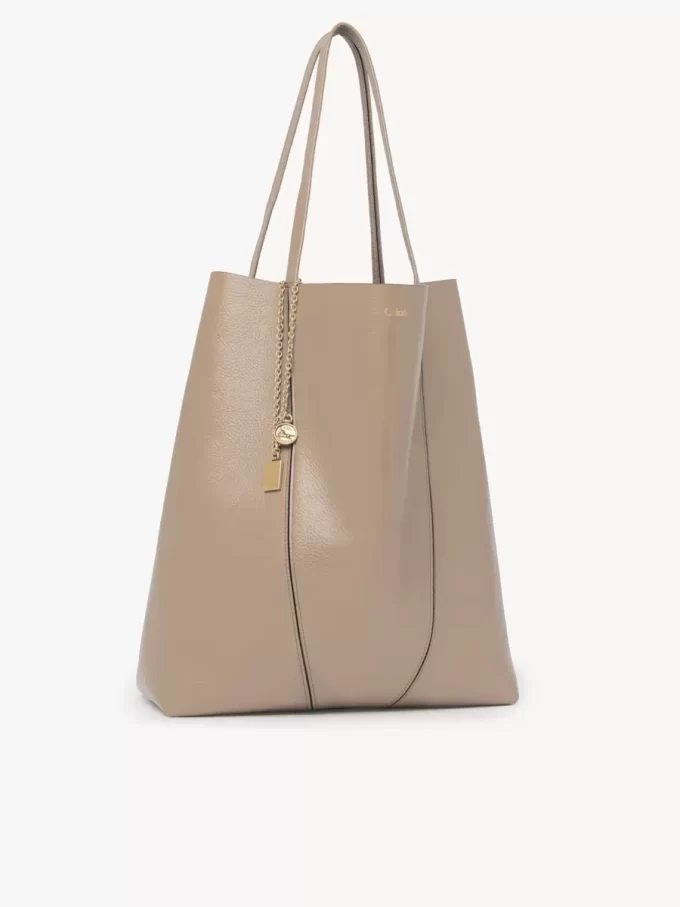 Borsa tote Chloé Spin grande in pelle martellata Borsa tote Chloé Spin grande in pelle martellata