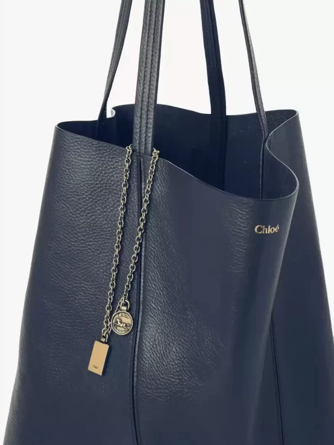 Borsa tote Chloé Spin grande in pelle martellata Borsa tote Chloé Spin grande in pelle martellata