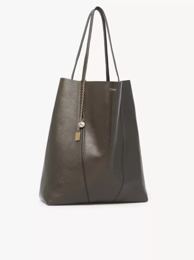 Borsa tote Chloé Spin grande in pelle martellata Borsa tote Chloé Spin grande in pelle martellata