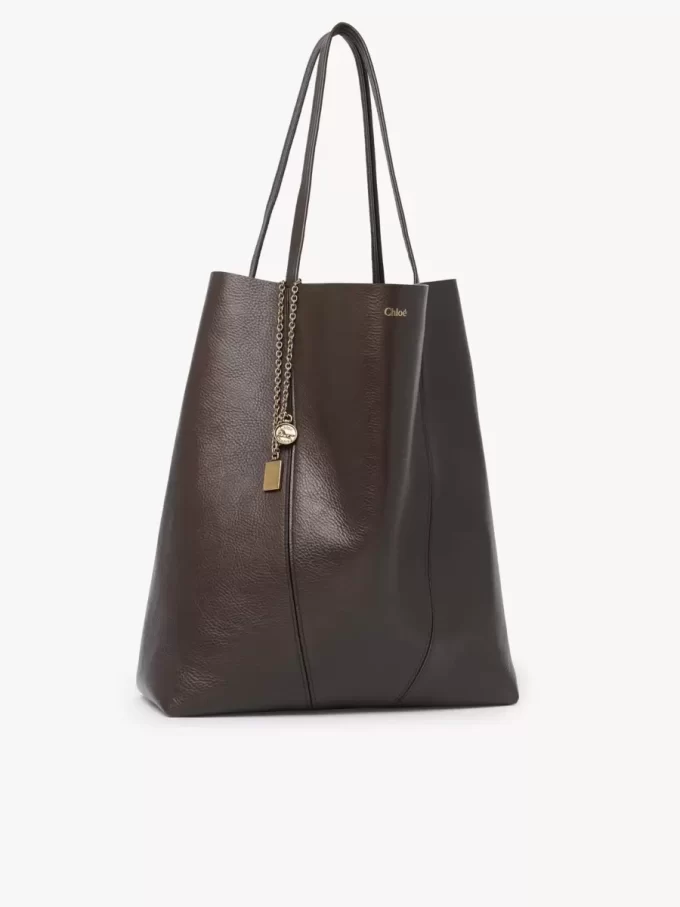 Borsa tote Chloé Spin grande in pelle martellata Borsa tote Chloé Spin grande in pelle martellata