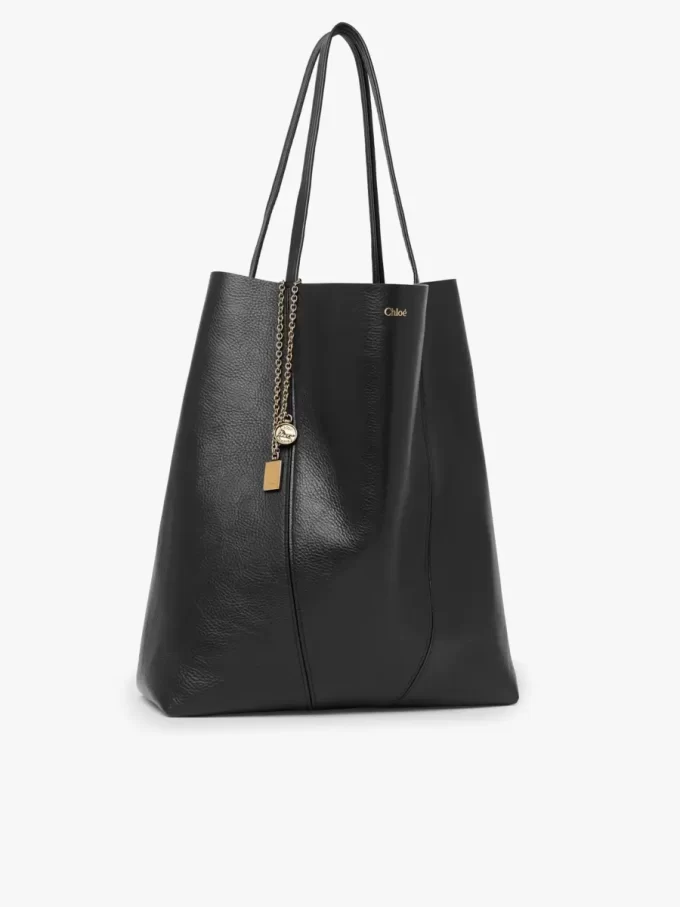 Borsa tote Chloé Spin grande in pelle martellata Borsa tote Chloé Spin grande in pelle martellata