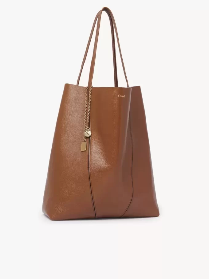 Borsa tote Chloé Spin grande in pelle martellata Borsa tote Chloé Spin grande in pelle martellata