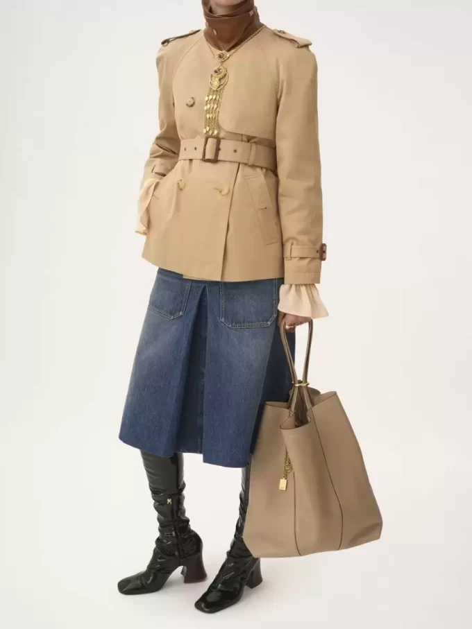 Borsa tote Chloé Spin grande in pelle martellata Borsa tote Chloé Spin grande in pelle martellata