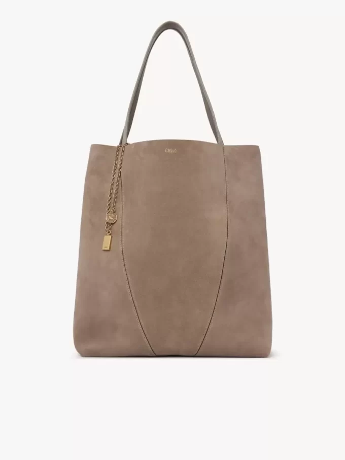 Borsa tote Chloé Spin grande in pelle scamosciata Borsa tote Chloé Spin grande in pelle scamosciata