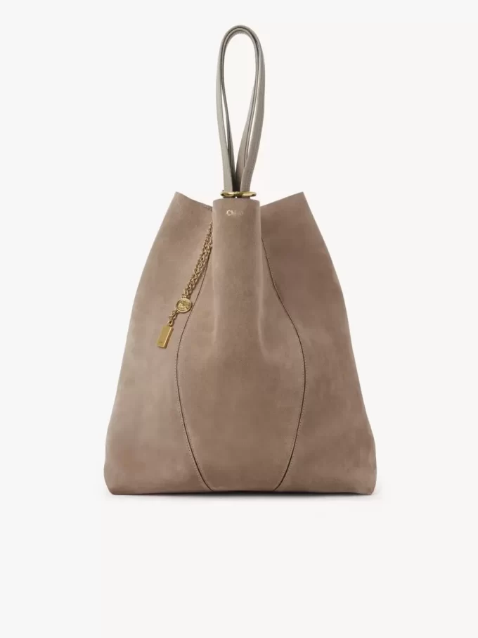 Borsa tote Chloé Spin grande in pelle scamosciata Borsa tote Chloé Spin grande in pelle scamosciata