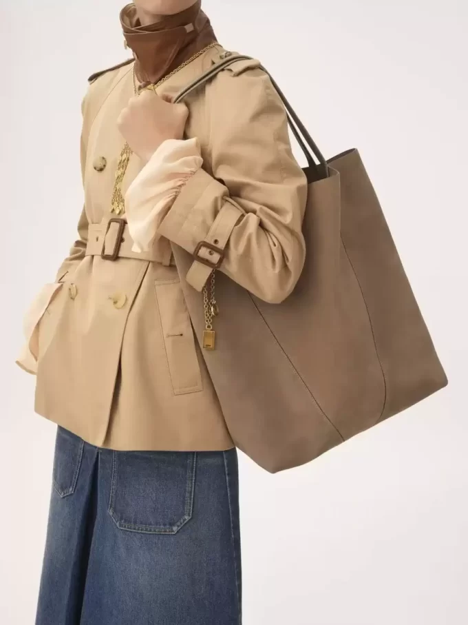 Borsa tote Chloé Spin grande in pelle scamosciata Borsa tote Chloé Spin grande in pelle scamosciata