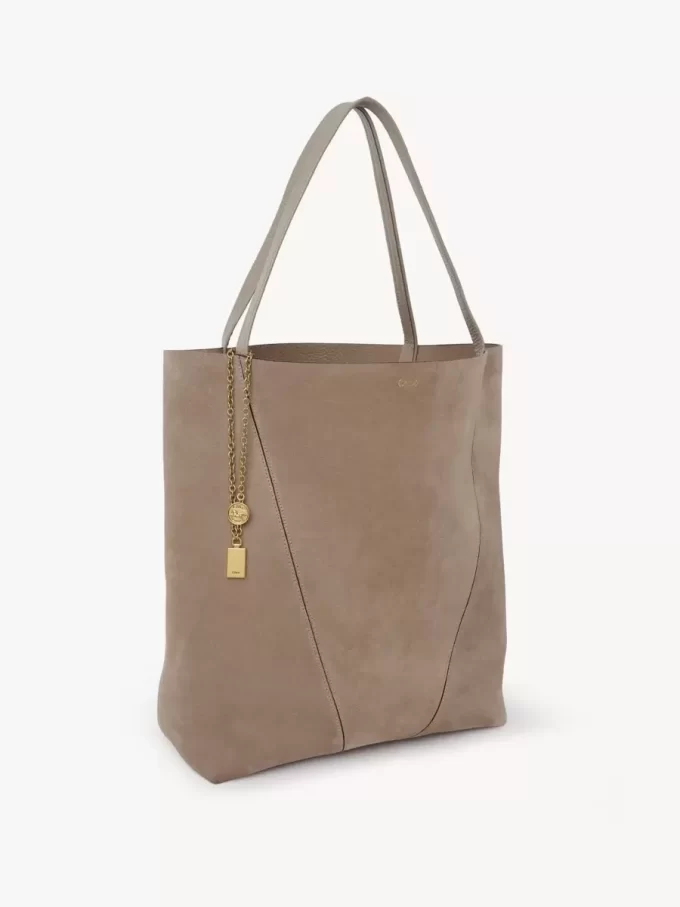 Borsa tote Chloé Spin grande in pelle scamosciata Borsa tote Chloé Spin grande in pelle scamosciata