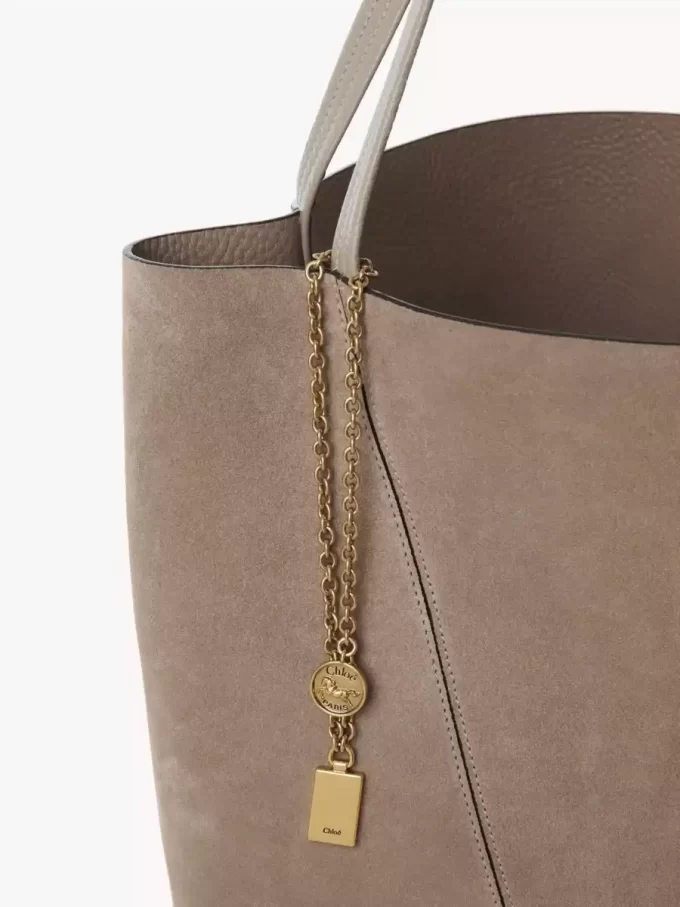 Borsa tote Chloé Spin grande in pelle scamosciata Borsa tote Chloé Spin grande in pelle scamosciata