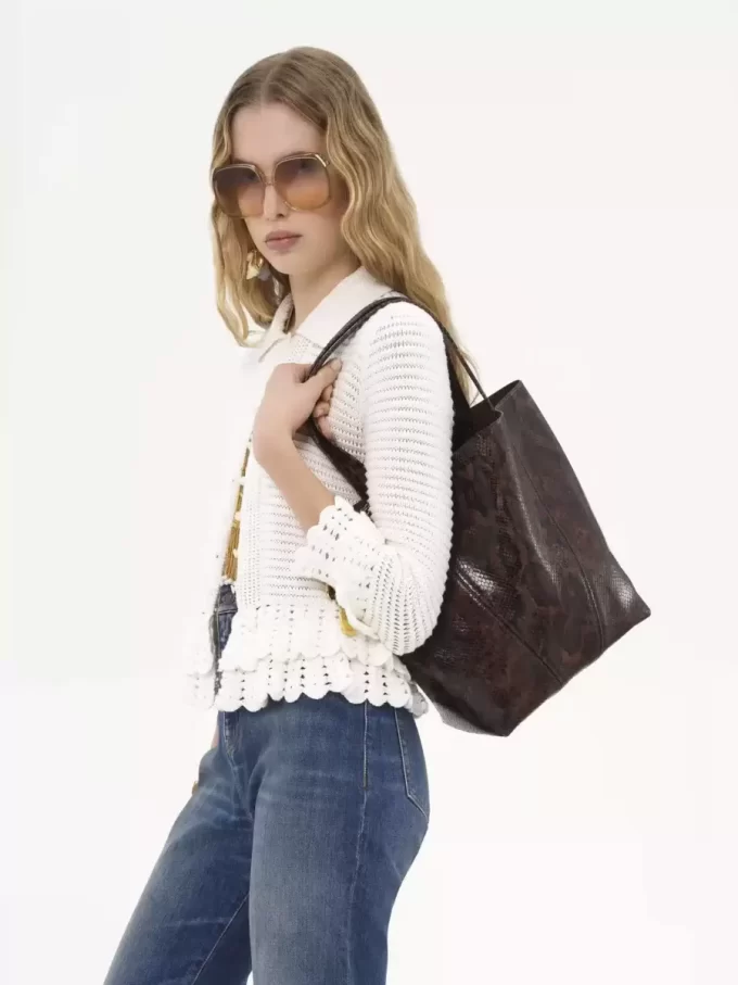 Borsa tote Chloé Spin in pelle effetto pitone Borsa tote Chloé Spin in pelle effetto pitone