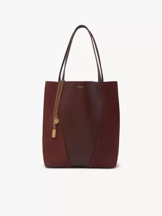 Borsa tote Chloé Spin in pelle granata e scamosciata