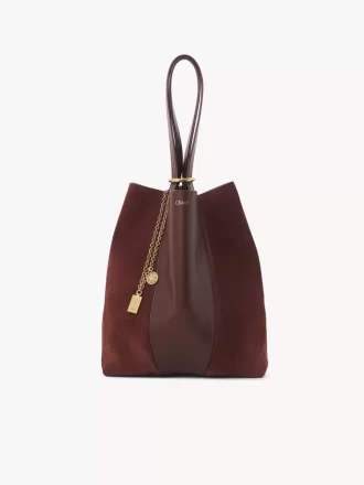 Borsa tote Chloé Spin in pelle granata e scamosciata