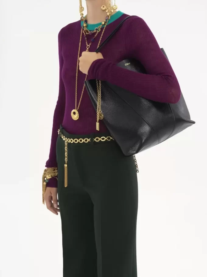 Borsa tote Chloé Spin in pelle martellata Borsa tote Chloé Spin in pelle martellata