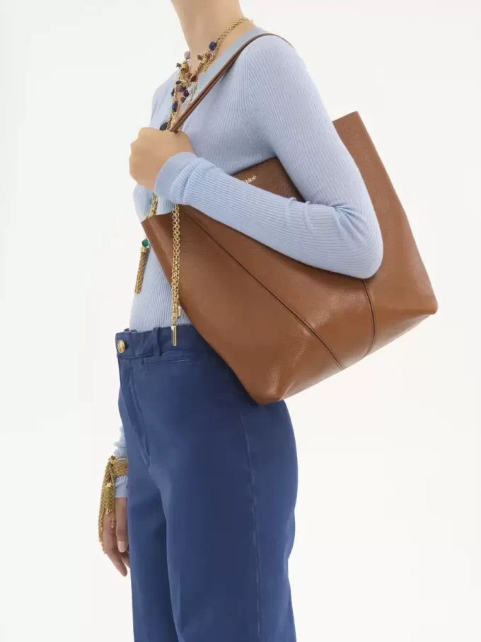 Borsa tote Chloé Spin in pelle martellata Borsa tote Chloé Spin in pelle martellata