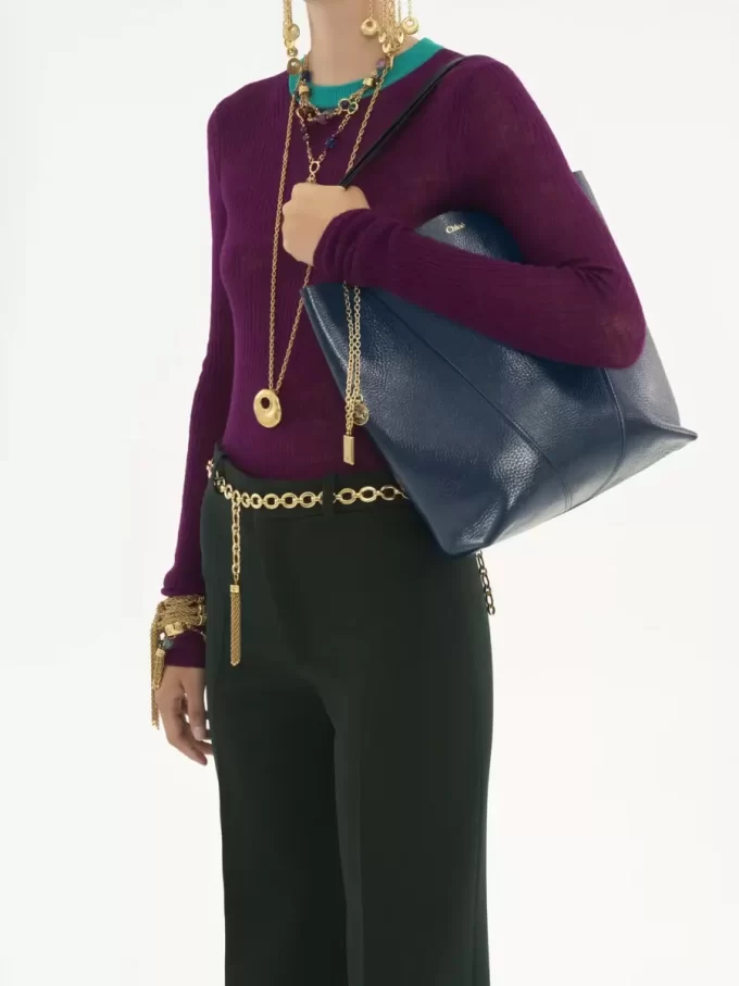 Borsa tote Chloé Spin in pelle martellata Borsa tote Chloé Spin in pelle martellata