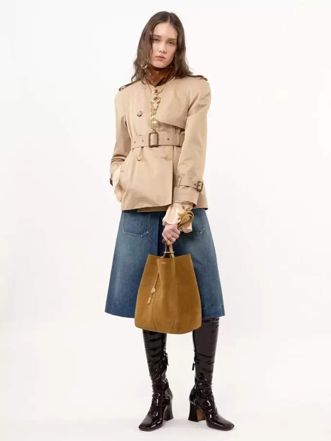 Borsa tote Chloé Spin in pelle scamosciata Borsa tote Chloé Spin in pelle scamosciata