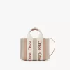 Borsa tote Mini Woody in lino e pelle Borsa tote Mini Woody in lino e pelle