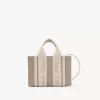 Borsa tote Mini Woody in lino e pelle Borsa tote Mini Woody in lino e pelle