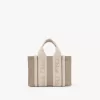 Borsa tote Mini Woody in lino e pelle Borsa tote Mini Woody in lino e pelle