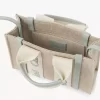 Borsa tote Mini Woody in lino e pelle Borsa tote Mini Woody in lino e pelle