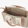 Borsa tote Mini Woody in lino e pelle Borsa tote Mini Woody in lino e pelle