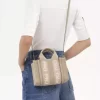 Borsa tote Mini Woody in lino e pelle Borsa tote Mini Woody in lino e pelle